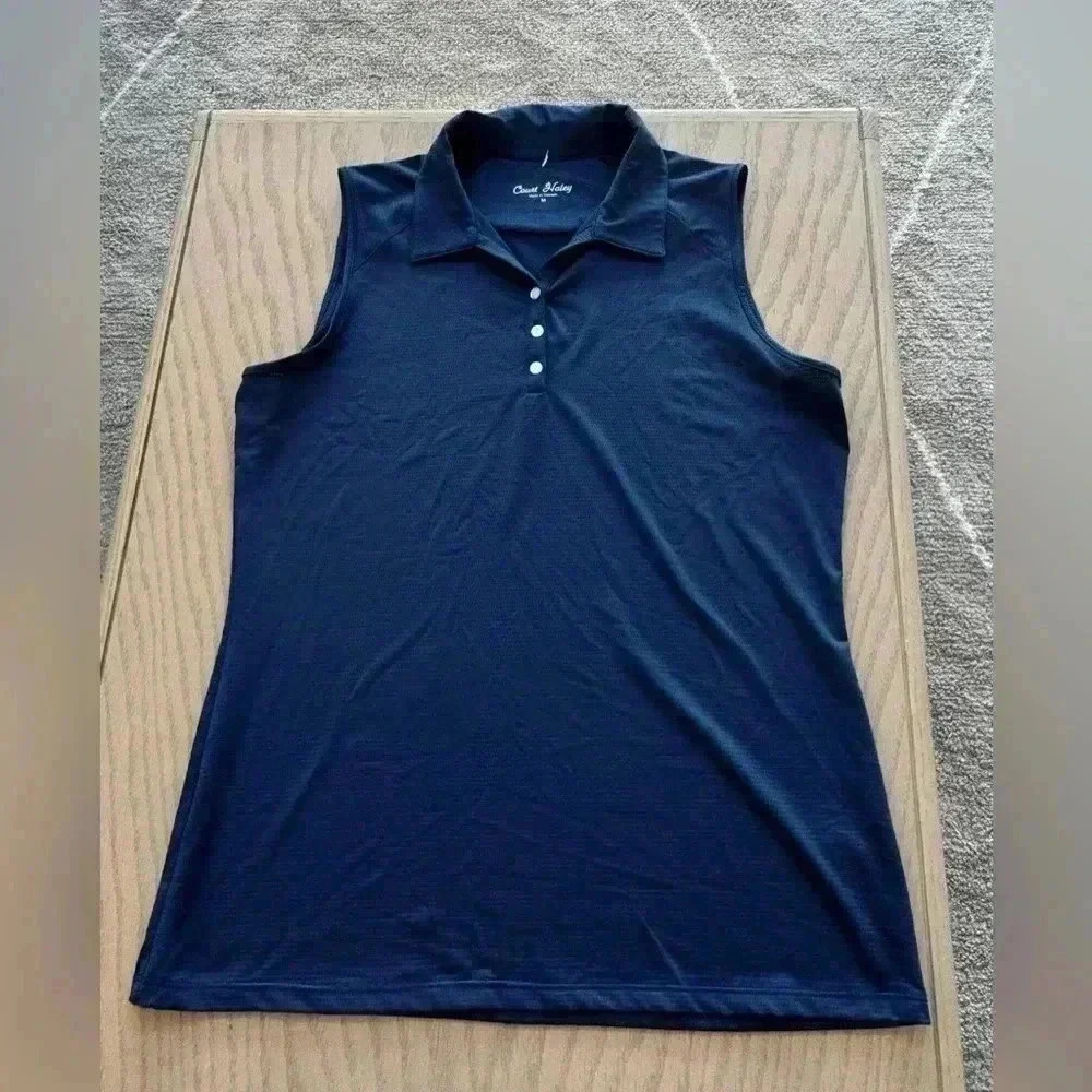 Court Haley Sleeveless Polo Navy Blue Medium